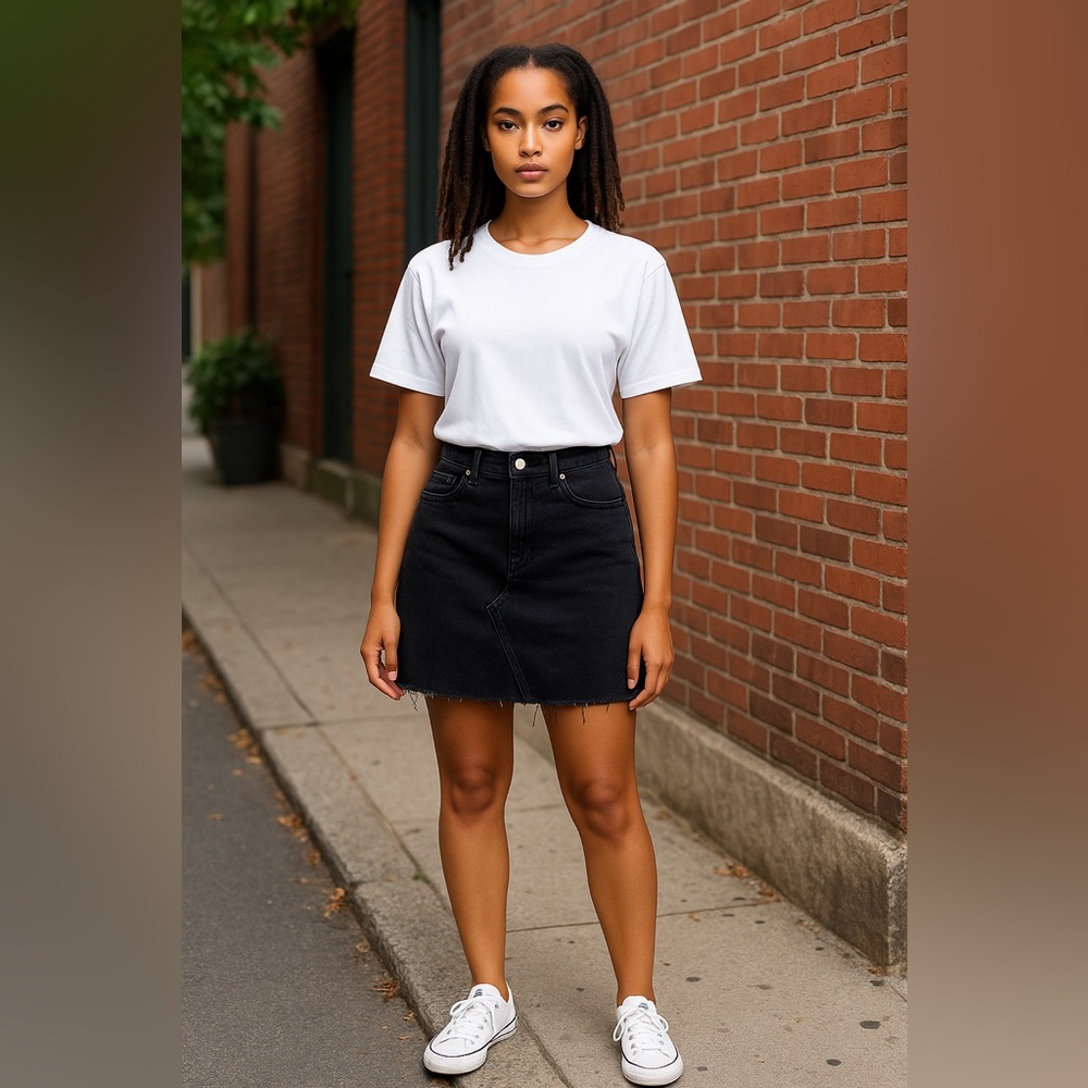 & Other Stories Black Denim Mini Skirt Raw Hem Size 0
Casual School Fall‎